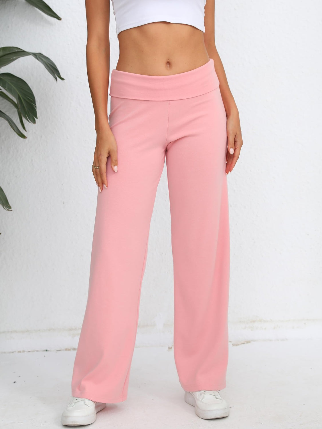 Elastic Waist Wide Leg Pants