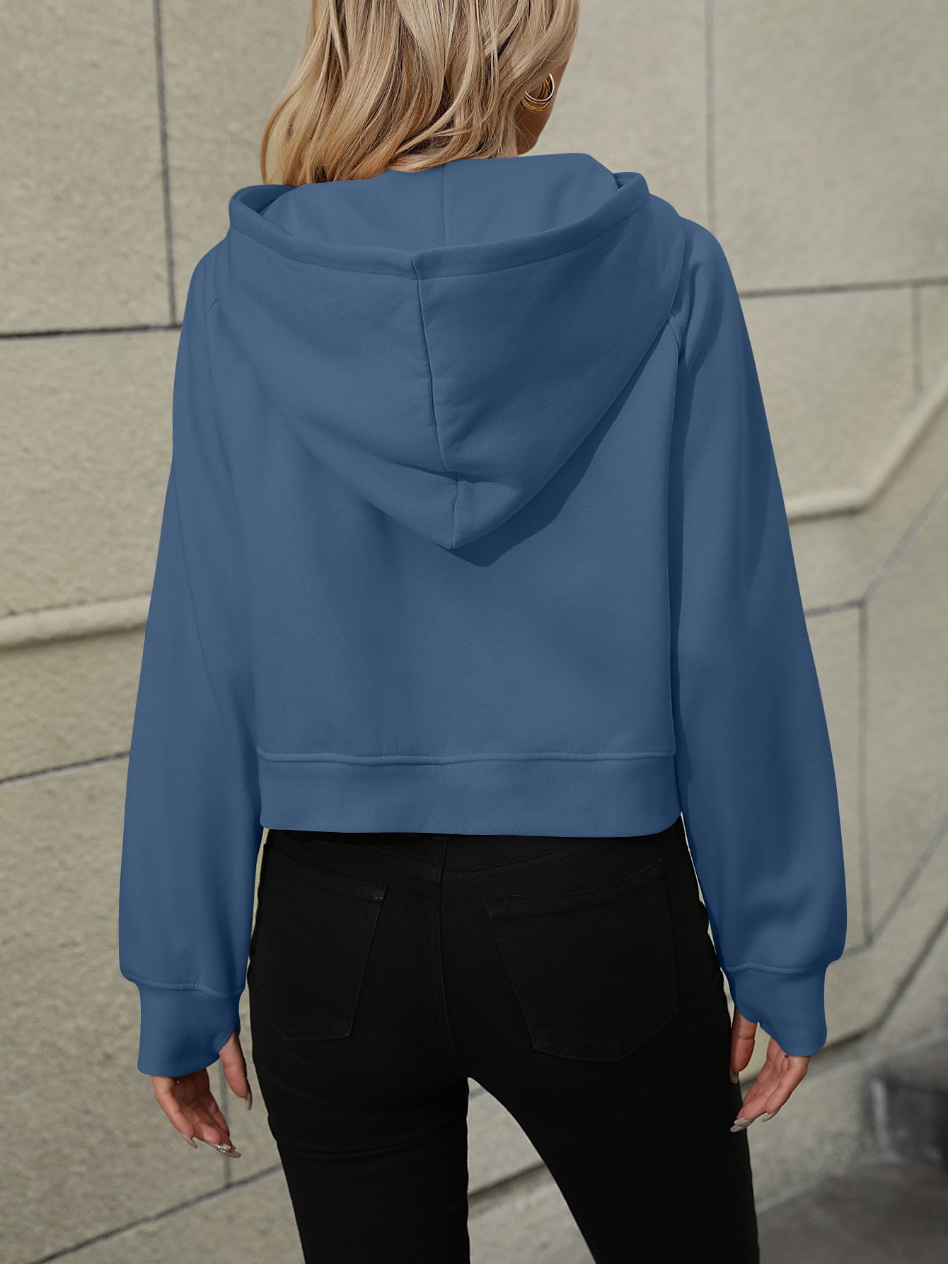 Mandy Raglan Sleeve Zip-Up Hoodie with Pocket