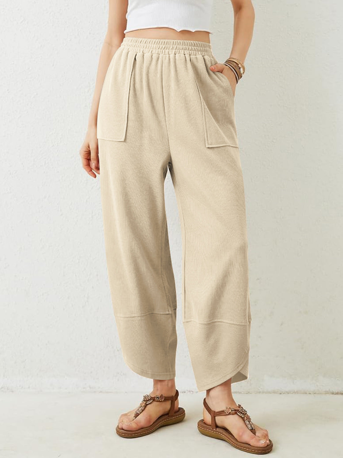 Lovelet Elastic Waist Wide Leg Pants