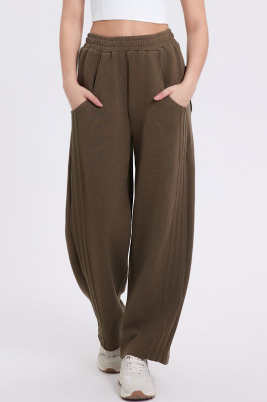 Basic Bae Elastic Waist Straight Leg Pants with Pockets