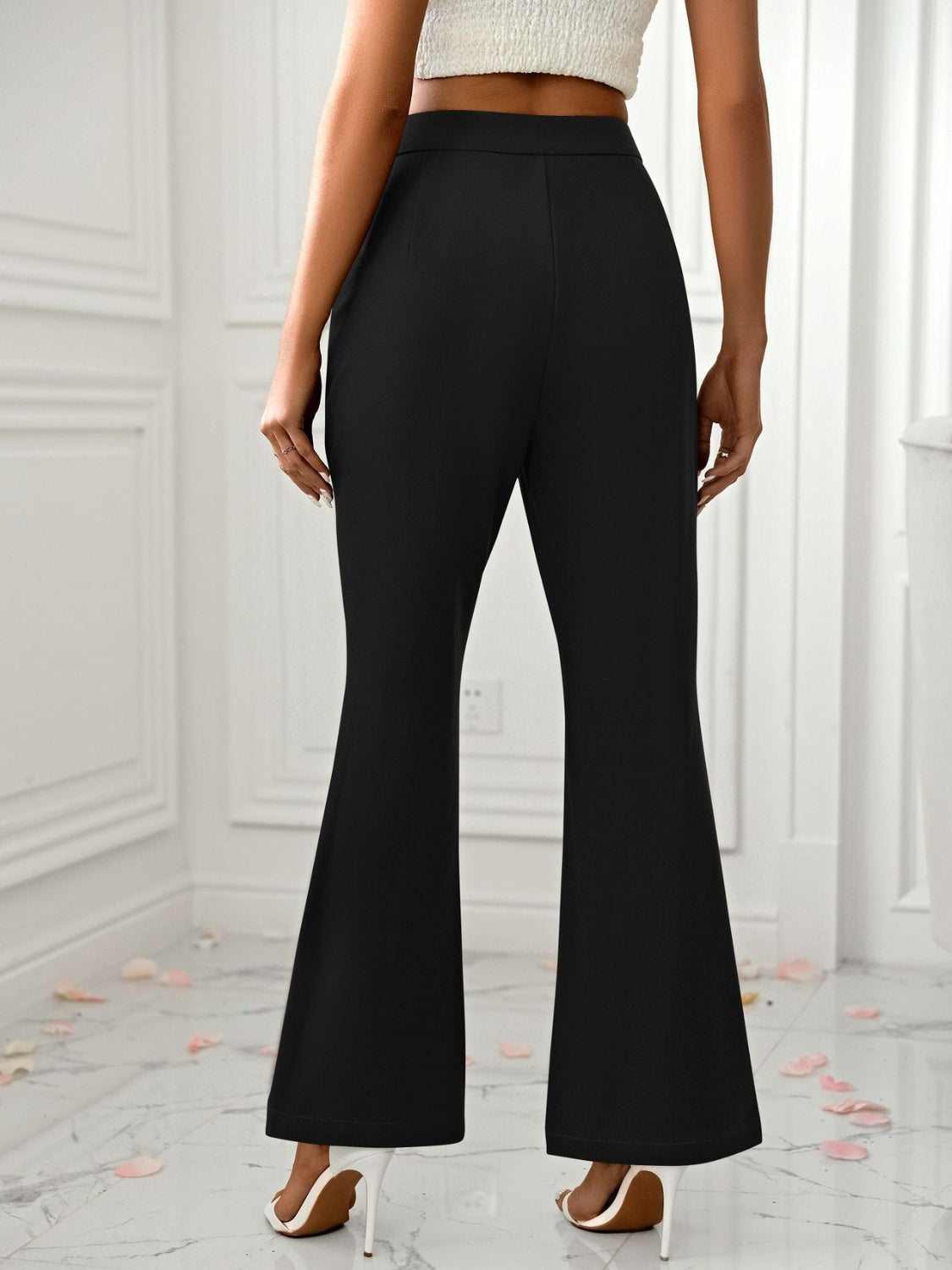 Slit Flare Pants with Pockets