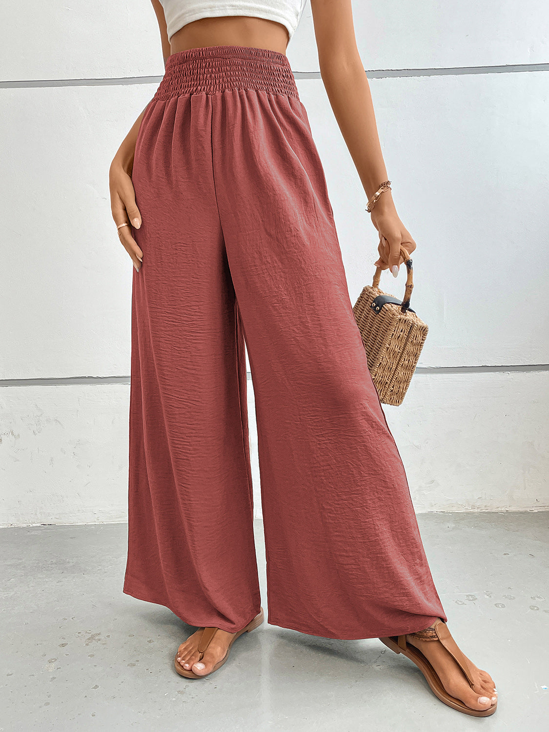 Perfee Wide Leg Pants with Pockets