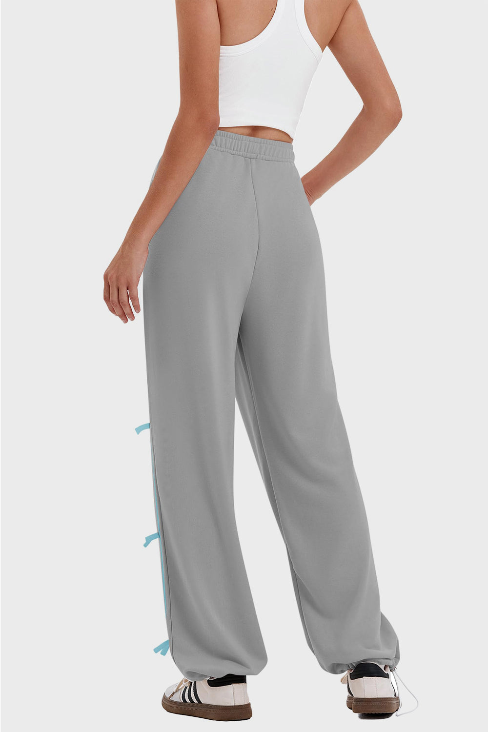 Elastic Waist Wide Leg Pants with Pockets