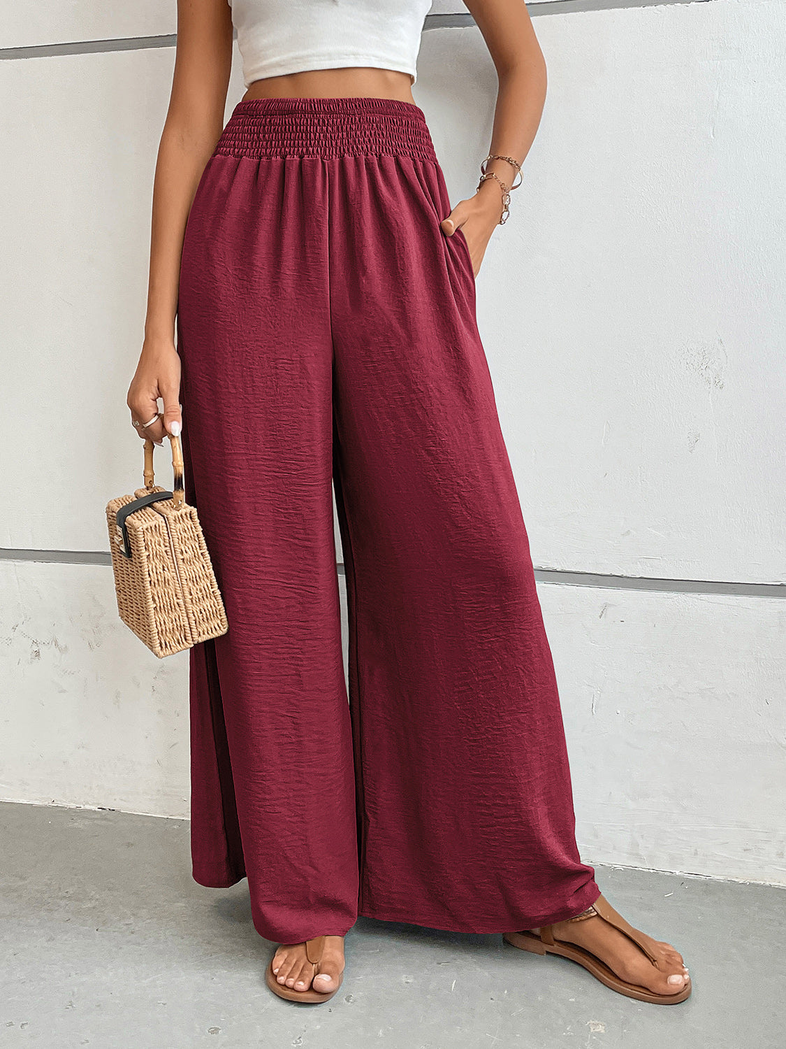 Perfee Wide Leg Pants with Pockets