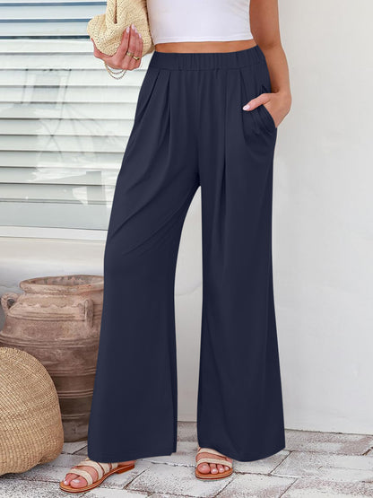 Elastic Waist Wide Leg Pants