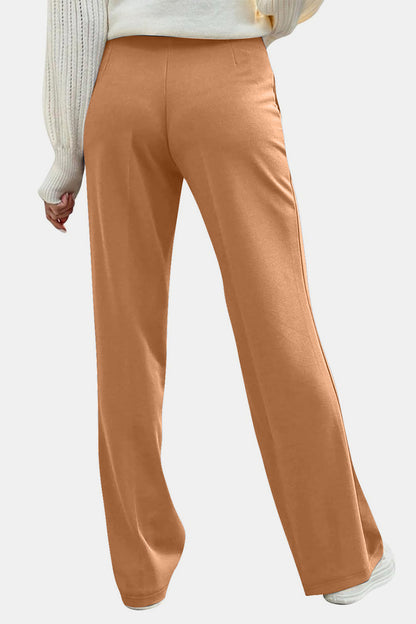 Decorative Button High Rise Pants