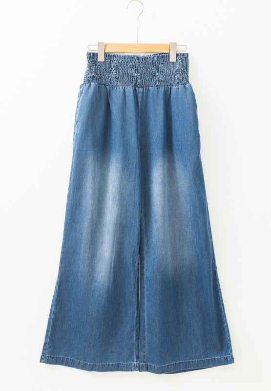 Smocked Wide Leg Jeans